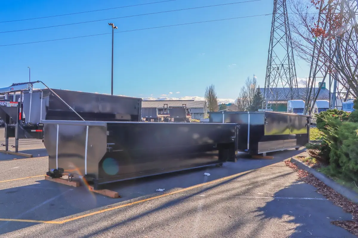 Roll-off dumpster ready for waste disposal at job site for 2 Yard Dumpster Rental in Hightstown
